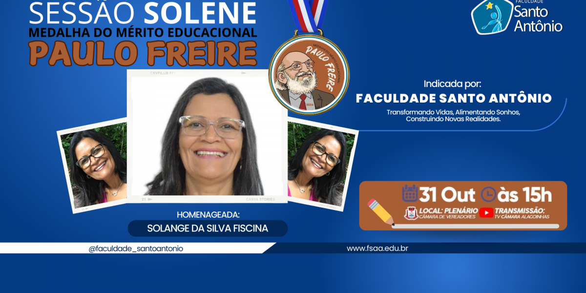 Solange da Silva Fiscina - Medalha do Mérito Educacional Paulo Freire 2024