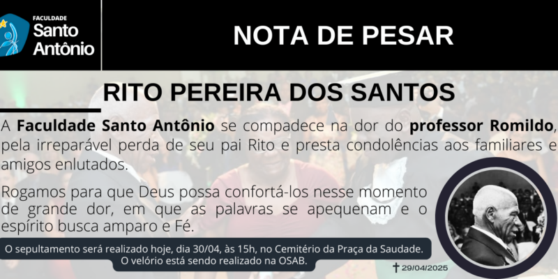 Nota de pesar sobre pai de Romildo